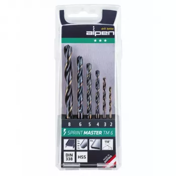 ALPEN-MAYKESTAG Sprint Master TM 6 2-3-4-5-6-8 mm HSS-G Twist Drill Bit Set in Plastic Cassette