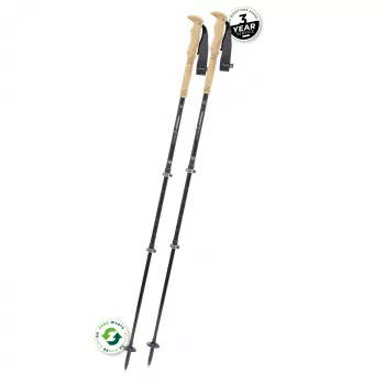 Komperdell Carbon Ultra Zero teleskopinės trekingo lazdos, 3 dalių ypač lengvas anglies pluoštas, Powerlock 3.0, Trek Pro 280 kamštinė rankena