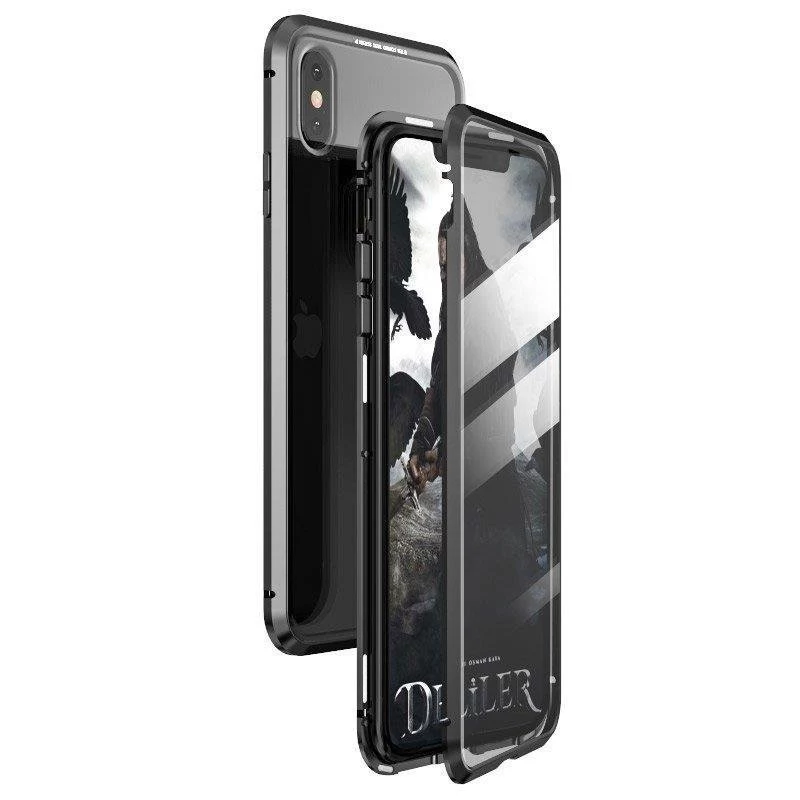 Wozinsky Full Magnetic Case 360 Front & Back Protection with Built-in Glass for Samsung Galaxy A72 4G Black-Transparent