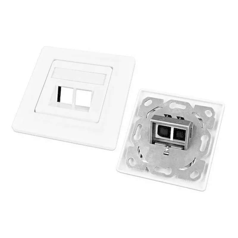 Wirewin Keystone Empty Housing for 2 Modules, Flush-Mount, Switch Program Compatible, RAL9010 Pure White
