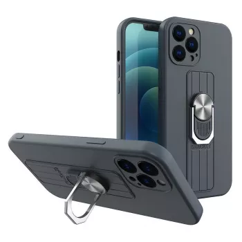 HURTEL Ring Case Silicone Cover with Finger Grip and Stand for Xiaomi Poco X4 Pro 5G Blue