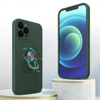 HURTEL Ring Case Silicone Cover with Finger Grip and Stand for Xiaomi Poco X4 Pro 5G Blue