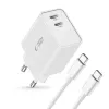 Įkroviklis Tech-Protect C35W, 2-Port USB-C, baltas
