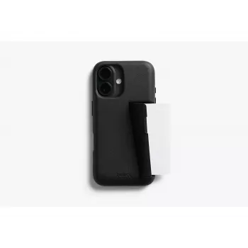 Bellroy Leather Card Case for iPhone 16, juoda