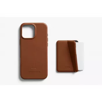 Bellroy Leather Case with Magnetic Wallet, skirtas iPhone 16 Pro Max, ruda