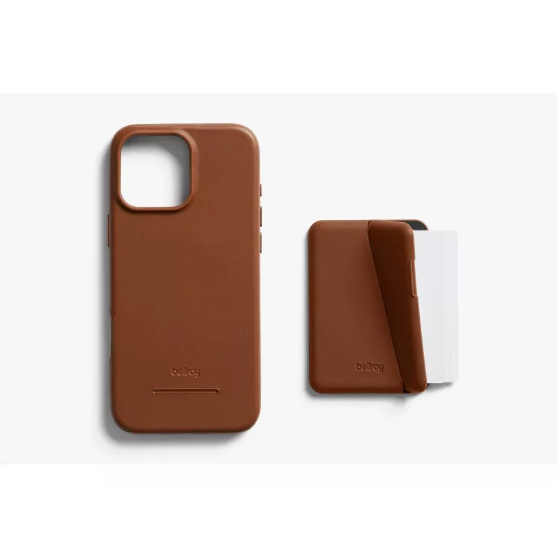 Bellroy Leather Case with Magnetic Wallet, skirtas iPhone 16 Pro Max, ruda