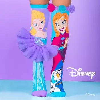 MADMIA Disney Frozen Elsa Anna Aukštos kojinės mergaitėms - 1 pora, vaikiškas batų dydis US 10-3 (EU 27-34), įvairiaspalvės