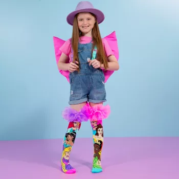 MADMIA Disney Princess 3D Knee-High Socks for Girls - 1 Pair - Kids Shoe Size US 10-3