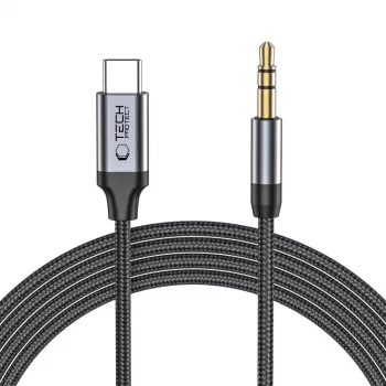 TECH-PROTECT ULTRABOOST USB-C į 3,5mm Mini Jack Garso Kabelis 100cm Juodas