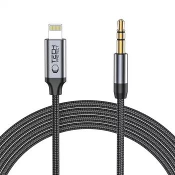 TECH-PROTECT UltraBoost Lightning to AUX Mini Jack 3.5mm laidas 100cm juodas