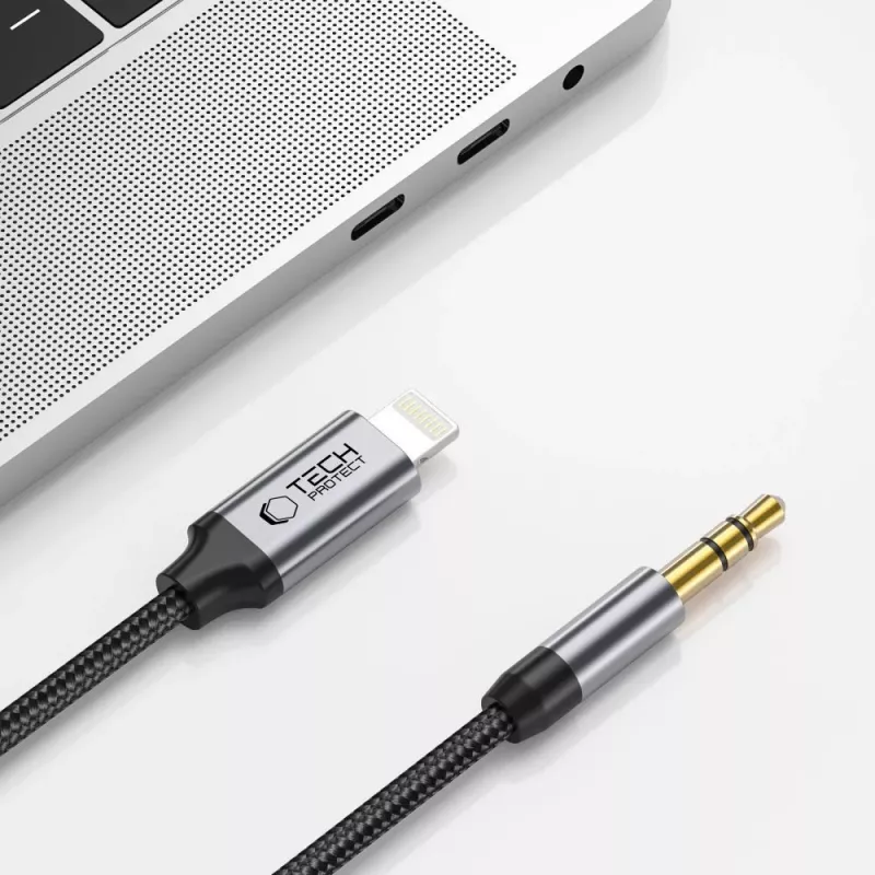 TECH-PROTECT UltraBoost Lightning to AUX Mini Jack 3.5mm laidas 100cm juodas