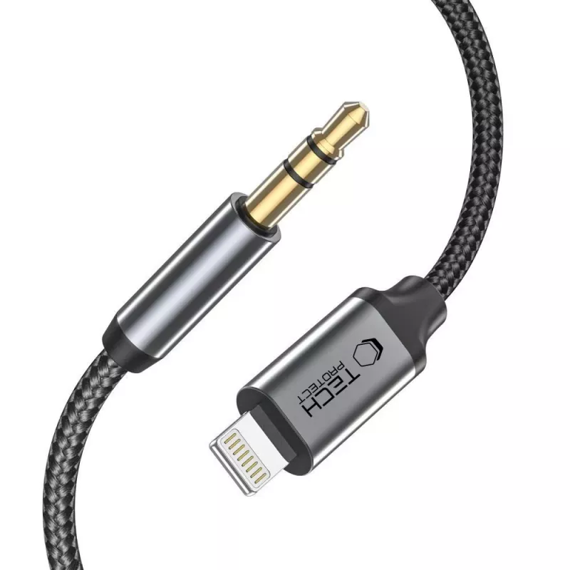 TECH-PROTECT UltraBoost Lightning to AUX Mini Jack 3.5mm laidas 100cm juodas
