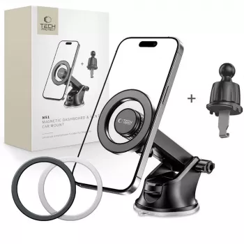 TECH-PROTECT N51 Magnetinis MagSafe laikiklis automobiliui ant prietaisų skydelio ir ventiliacijos angos juodas