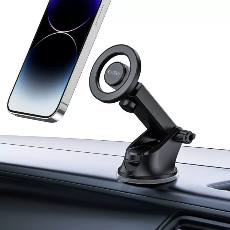 TECH-PROTECT N51 Magnetinis MagSafe laikiklis automobiliui ant prietaisų skydelio ir ventiliacijos angos juodas