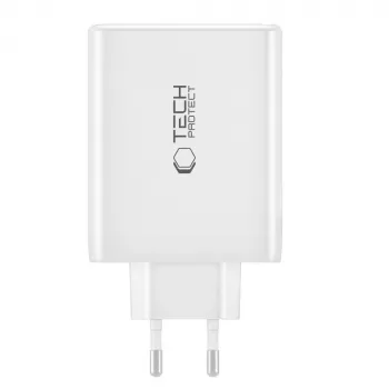 Tech-Protect NC100W-GAN 4-PORT White GaN Wall Charger 100W USB-C USB-A