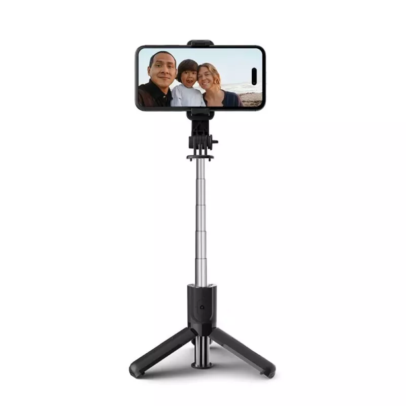 Tech-Protect L02S Selfie Stick Tripod su Bluetooth nuotolinio valdymo pulteliu, juodas