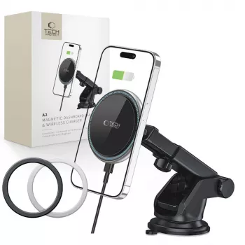 TECH-PROTECT A2 Magnetic MagSafe Dash Car Mount Wireless Charger 15W Juodas