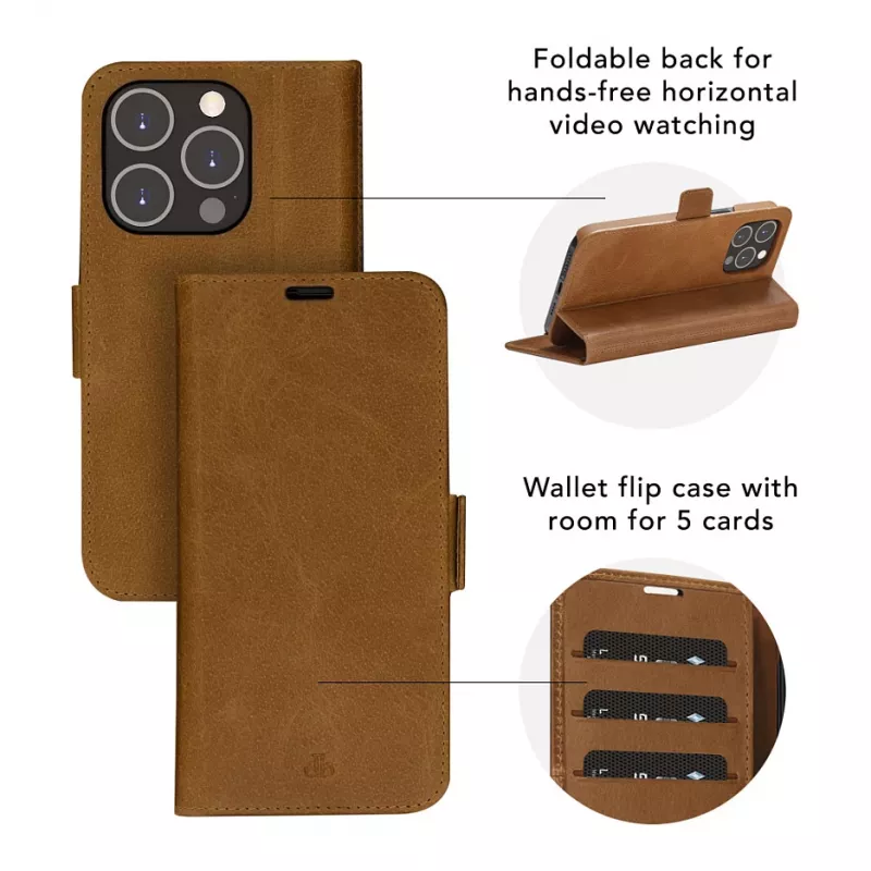 dbramante1928 Copenhagen Flip Case, skirta Samsung Galaxy A54 – natūralios odos dėklas, šviesiai ruda