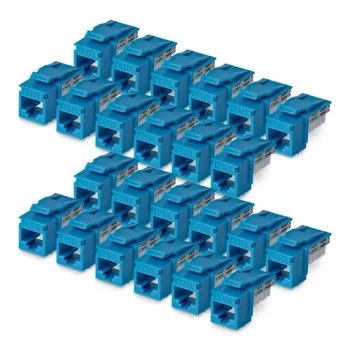 StarTech.com Cat6 Keystone Jack 24 rinkinys, RJ45 Ethernet Keystone Coupler, UTP Cat6 sieninis lizdas, 90 laipsnių 110 Punch Down, mėlynas