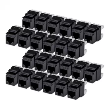 StarTech.com Cat6 Keystone Jack 24 vnt. rinkinys RJ45 Ethernet Kištukinė Jungtis UTP Cat6 Sieninis Lizdas 180 Laipsnių 110 Punch Down Juoda