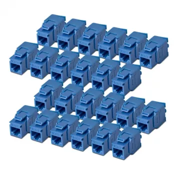 StarTech.com Cat6 Keystone Jack 24 vnt. pakuotė, RJ45 eterneto kištukinis lizdas, UTP Cat6 sieninės rozetės įdėklas, 180 laipsnių, beįrankis, mėlynas