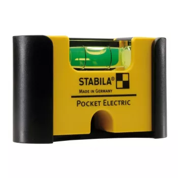 STABILA Type 81 S kišeninis elektrinis gulsčiukas, 7 cm, geltonas, tikslumas 1,0 mm/m, su magnetu ir diržo segtuku