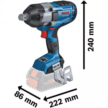 BOSCH Professional BITURBO GDS 18V-1050 HC belaidis smūginis veržliaraktis, 3/4 inch kvadratinis kotas, 18V, Solo (Mėlyna/Juoda, Bluetooth, L-BOXX)