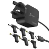 J5CREATE 67W GaN PD USB-C Mini Charger UK Plug with 6 DC Connectors