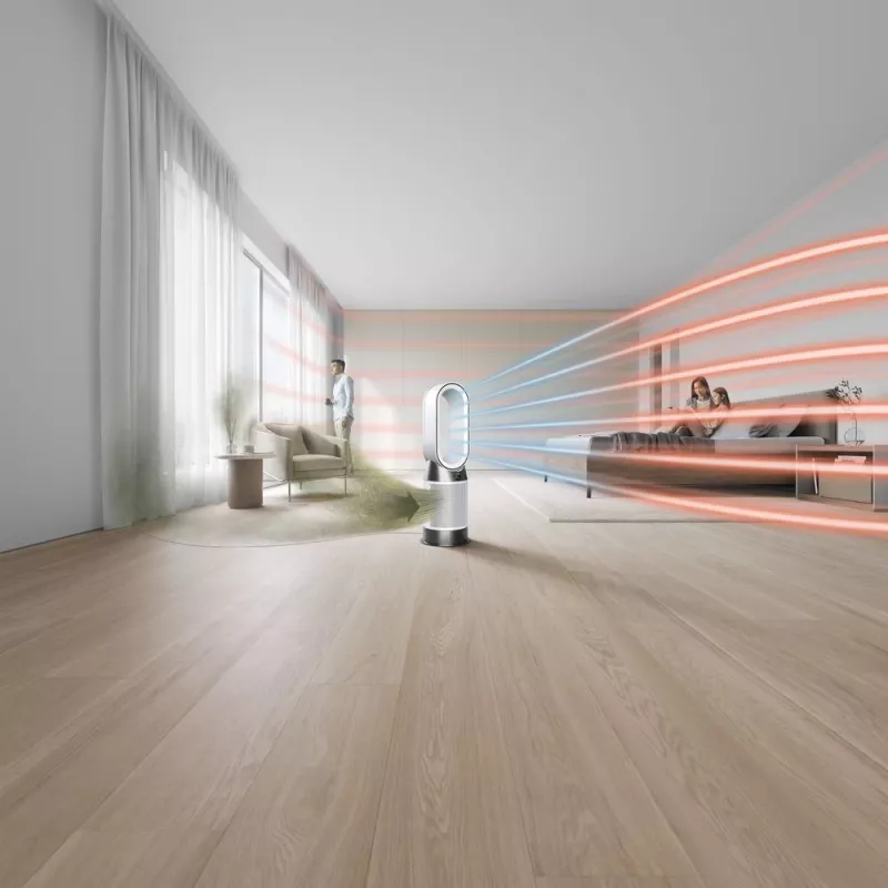 Dyson Purifier Hot+Cool HP1 Oro Valytuvas, Šildytuvas ir Ventiliatorius, 27 m², 61,4 dB, Balta/Auksinė