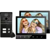 Eura VDP-80C5 Dviejų šeimų vaizdo domofonų sistema, juoda, 2x 7 inch LCD, FHD, 2 įėjimai, 1080p kamera, RFID skaitytuvas, montavimas ant paviršiaus