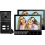 Eura VDP-80C5 Dviejų šeimų vaizdo domofonų sistema, juoda, 2x 7 inch LCD, FHD, 2 įėjimai, 1080p kamera, RFID skaitytuvas, montavimas ant paviršiaus