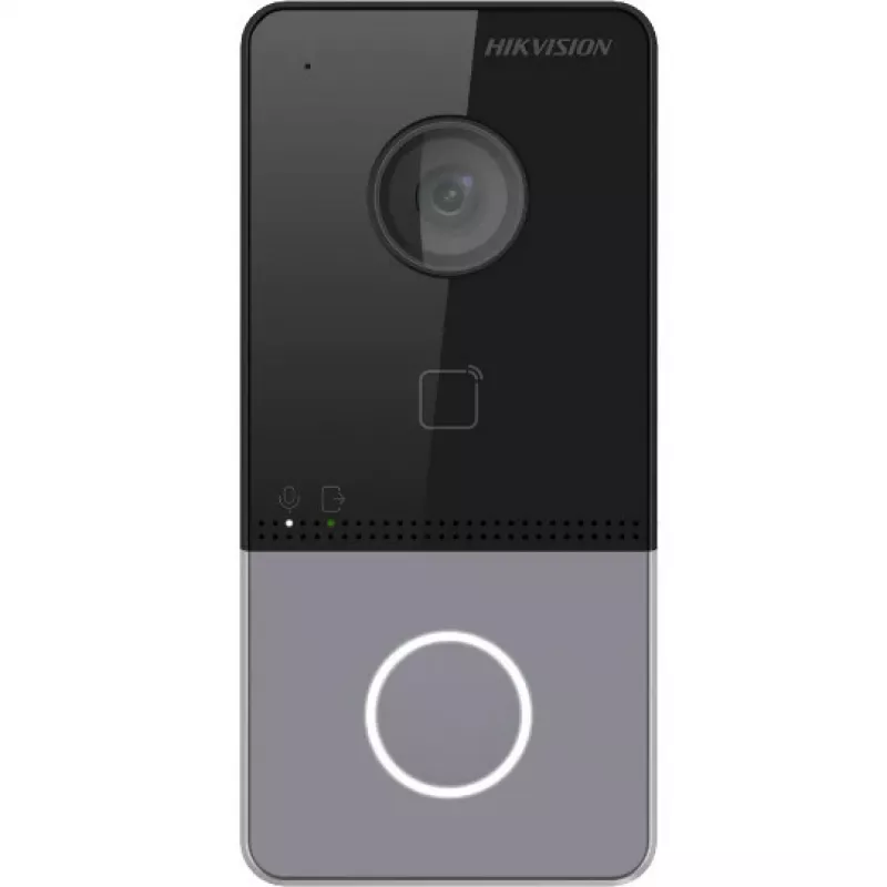 Hikvision DS-KV6113-PE1(C) Vaizdo durų skambutis su 2 MP kamera, PoE, Mifare kortelių skaitytuvu, IP65, IK08, juodas