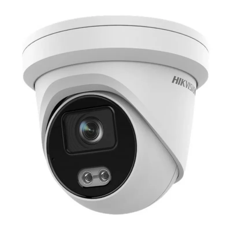 Hikvision Pro Series DS-2CD2347G2-L 4MP ColorVu Turret IP Camera su 2.8mm objektyvu, IP67, įmontuotu mikrofonu, PoE