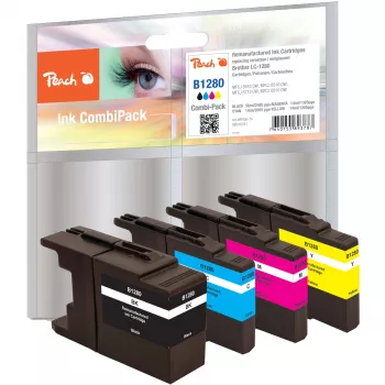 Peach PI500-74 Pigment Ink Cartridge Multipack – juoda, ciān, raudona, geltona – suderinama su Brother MFCJ 5910 DW, 6510 DW, 6710 DW, 6910 DW – 4 vnt.