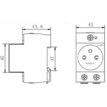 Noark Ex9DS-F 106194 Modulinis Kištukinis Lizdas, DIN Rail TH-35, 2.5M, Schuko (F tipas), 16A, 250V, Baltas/Pilkas
