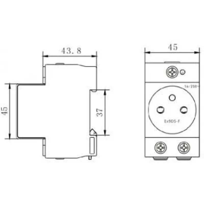 Noark Ex9DS-F 106194 Modulinis Kištukinis Lizdas, DIN Rail TH-35, 2.5M, Schuko (F tipas), 16A, 250V, Baltas/Pilkas