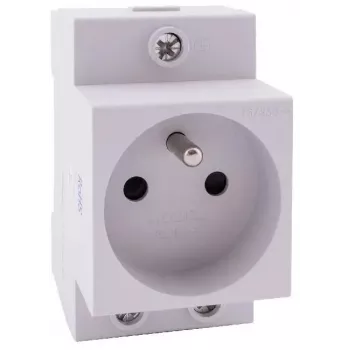 Noark Ex9DS-F 106194 Modulinis Kištukinis Lizdas, DIN Rail TH-35, 2.5M, Schuko (F tipas), 16A, 250V, Baltas/Pilkas