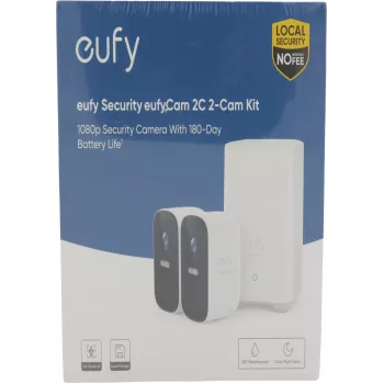 Anker Eufy Cam 2c 2+1 belaidė apsaugos kamerų sistema su HomeBase 2, 1080p Full HD, 2 kameros, IP67, spalvotas naktinis matymas, 180 dienų baterijos veikimas, be mėnesinių mokesčių