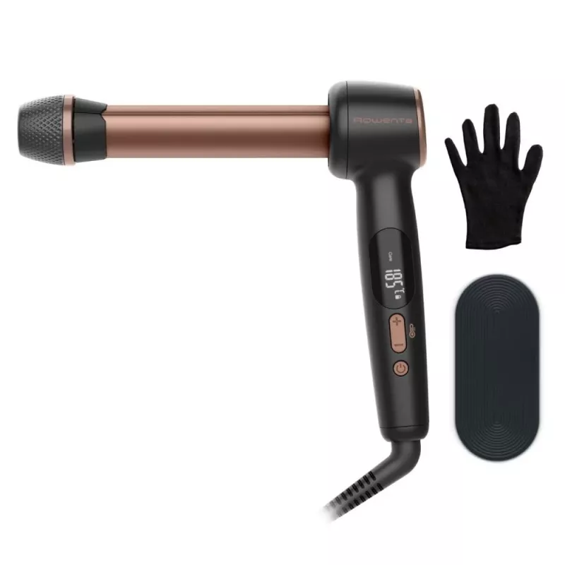 Rowenta CF4620E0 Twist Curl Garbanojimo žnyplės – keramika, jonų kondicionavimas, 27/32/38 mm, LCD ekranas, 86 W, juoda/varinė