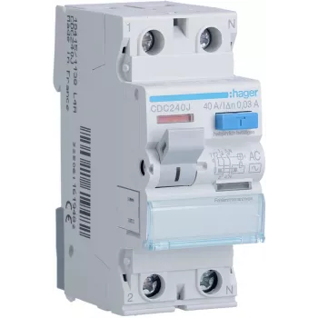 HAGER CDC240J Liekamosios srovės automatinis jungiklis 1P+N 40A 30mA 6kA AC