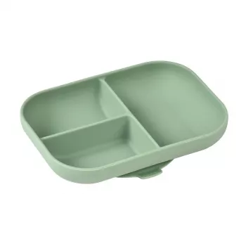 Beaba 3-Compartment Suction Plate Sage Green
