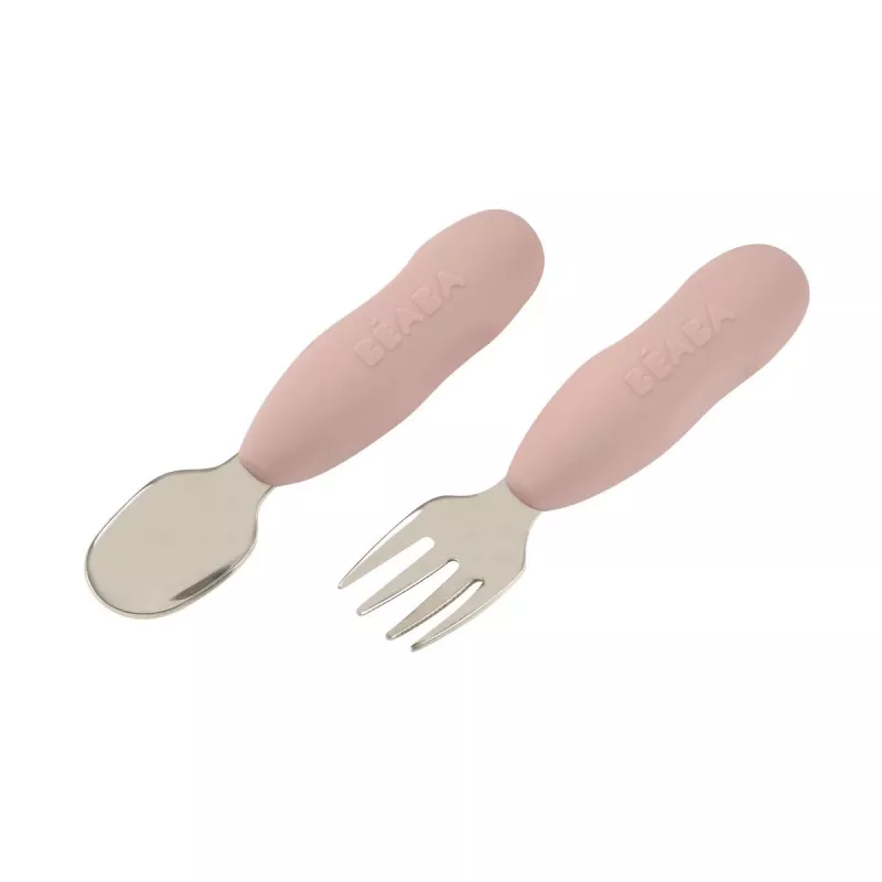 Beaba First Stainless Steel Cutlery Set Cotton Candy