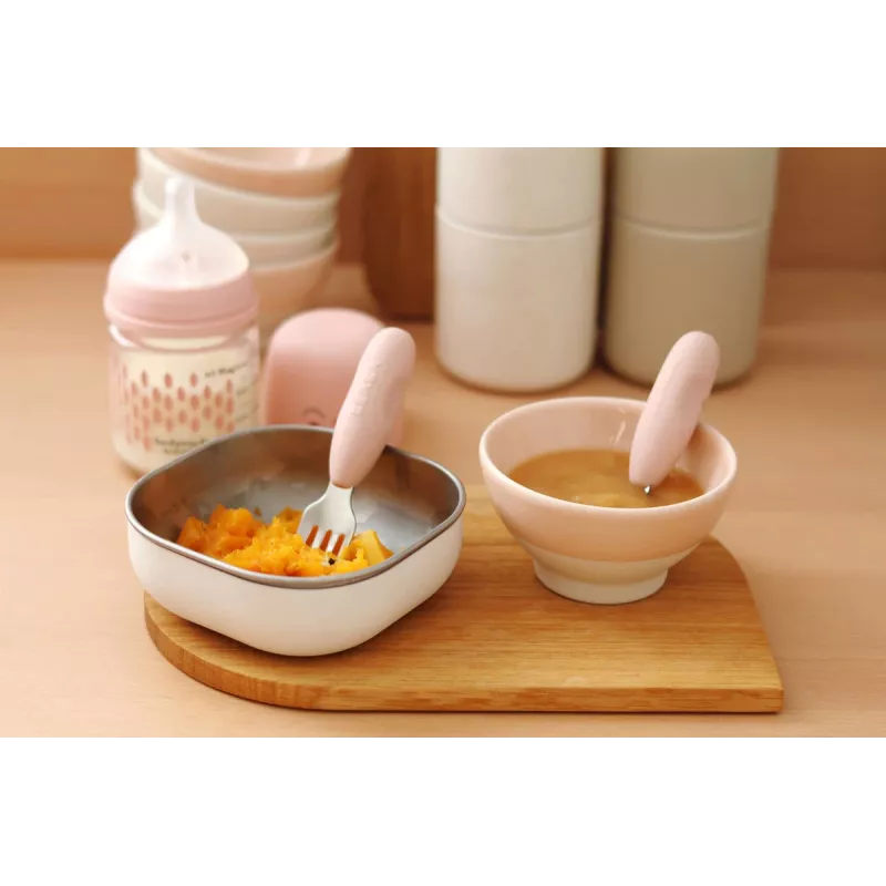 Beaba First Stainless Steel Cutlery Set Cotton Candy