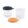 BEABA stiklinių indeliu rinkinys su dangteliais 2 x 250 ml Night Blue/Honey