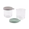 BEABA stiklainių rinkinys su dangteliais 2 x 250 ml Sage Green/Gazelle