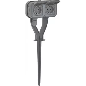 Legrand 069759L Plexo New Garden Power Post 2-way Pre-wired Schuko Socket Outlet IP44 Slate Grey