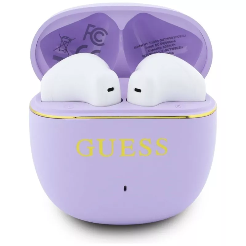GUESS Glossy Gold Line Classic TWS Earbuds - Violetiniai