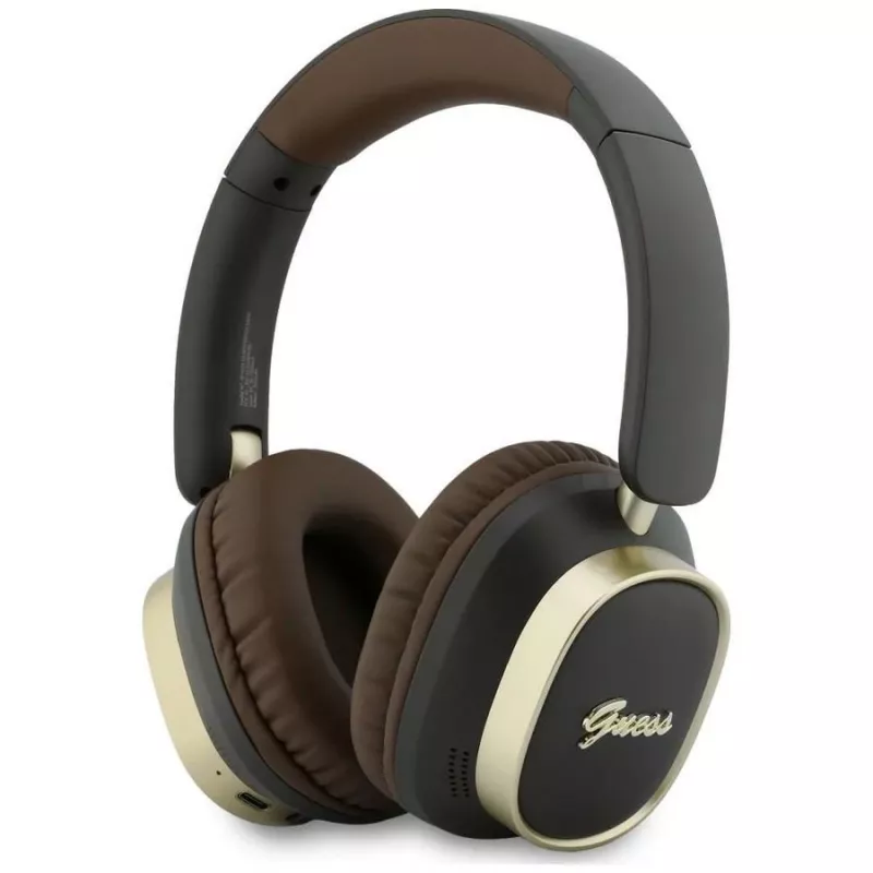Guess Bluetooth Over-Ear Headphones ENC Rectangle Metal Script Brown