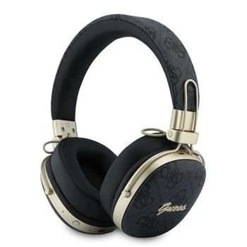 Guess Over-Ear Bluetooth ausinės su ENC, Metal 4G Script Logo, juodos
