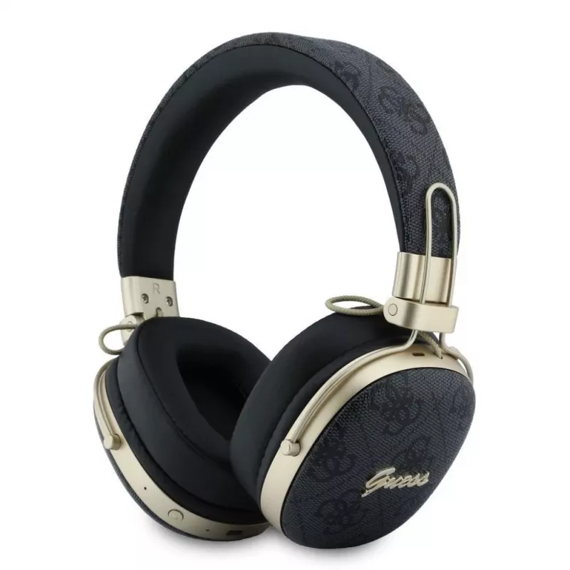 Guess Over-Ear Bluetooth ausinės su ENC, Metal 4G Script Logo, juodos